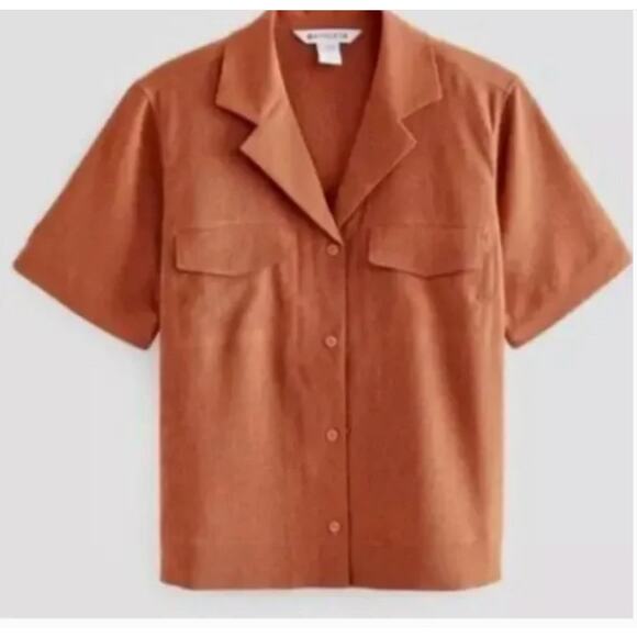 ATHLTEA NWT Echo Button Down Collared Top in Orange // XL - Picture 1 of 10